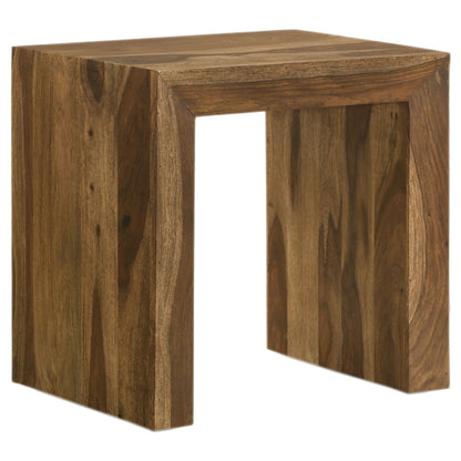 Mesa auxiliar rectangular de madera maciza Odilia Auburn