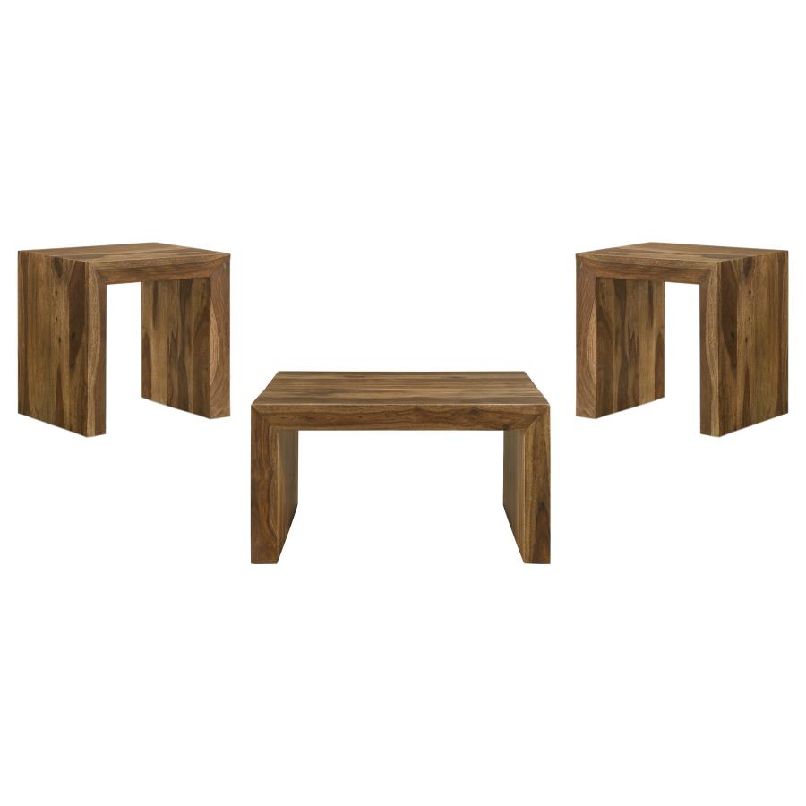 Mesa de centro cuadrada de madera maciza Odilia color castaño rojizo