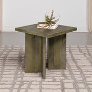 Mesa auxiliar cuadrada de madera maciza Andando color marrón mango