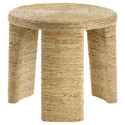 Mesa auxiliar redonda de ratán tejido Artina, color marrón natural