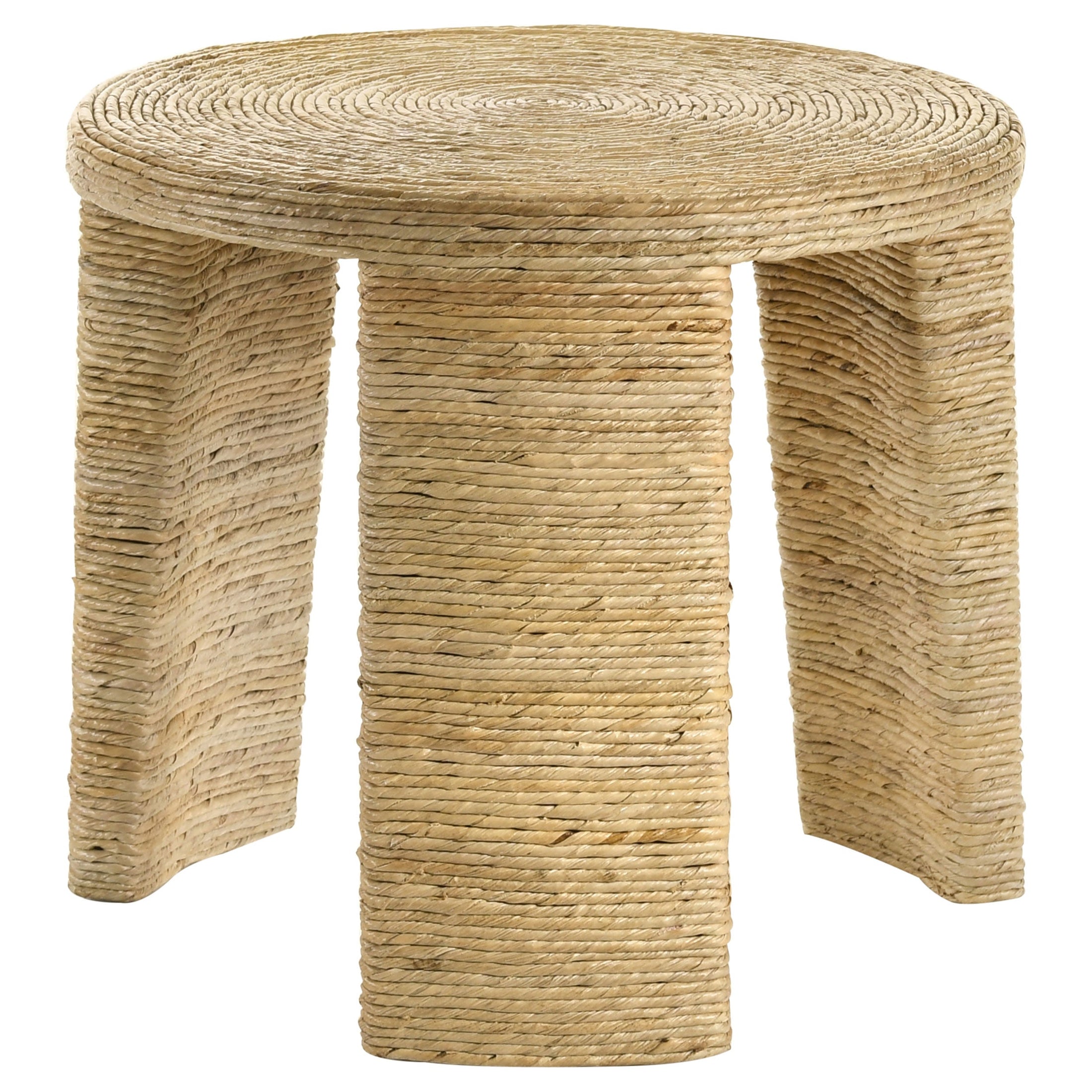 Mesa auxiliar redonda de ratán tejido Artina, color marrón natural
