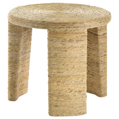Mesa auxiliar redonda de ratán tejido Artina, color marrón natural