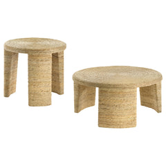 Juego de mesa de centro y auxiliar de ratán Artina, color natural