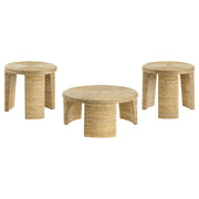 Juego de mesa de centro y auxiliar de ratán Artina, color natural