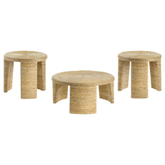 Juego de mesa de centro y auxiliar de ratán Artina, color natural