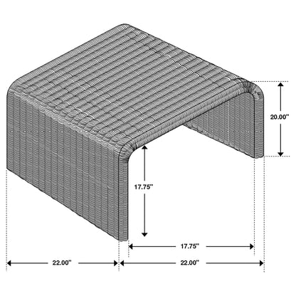 Mesa auxiliar cuadrada de ratán tejido Cahya, color natural