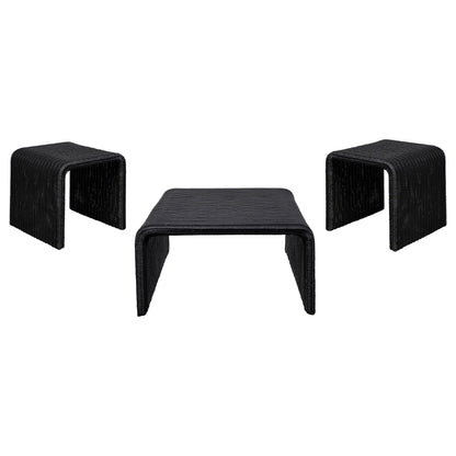 Cahya Rattan Coffee and End Table Set Black
