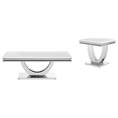 Kerwin Rectangular Coffee and End Table Set Chrome