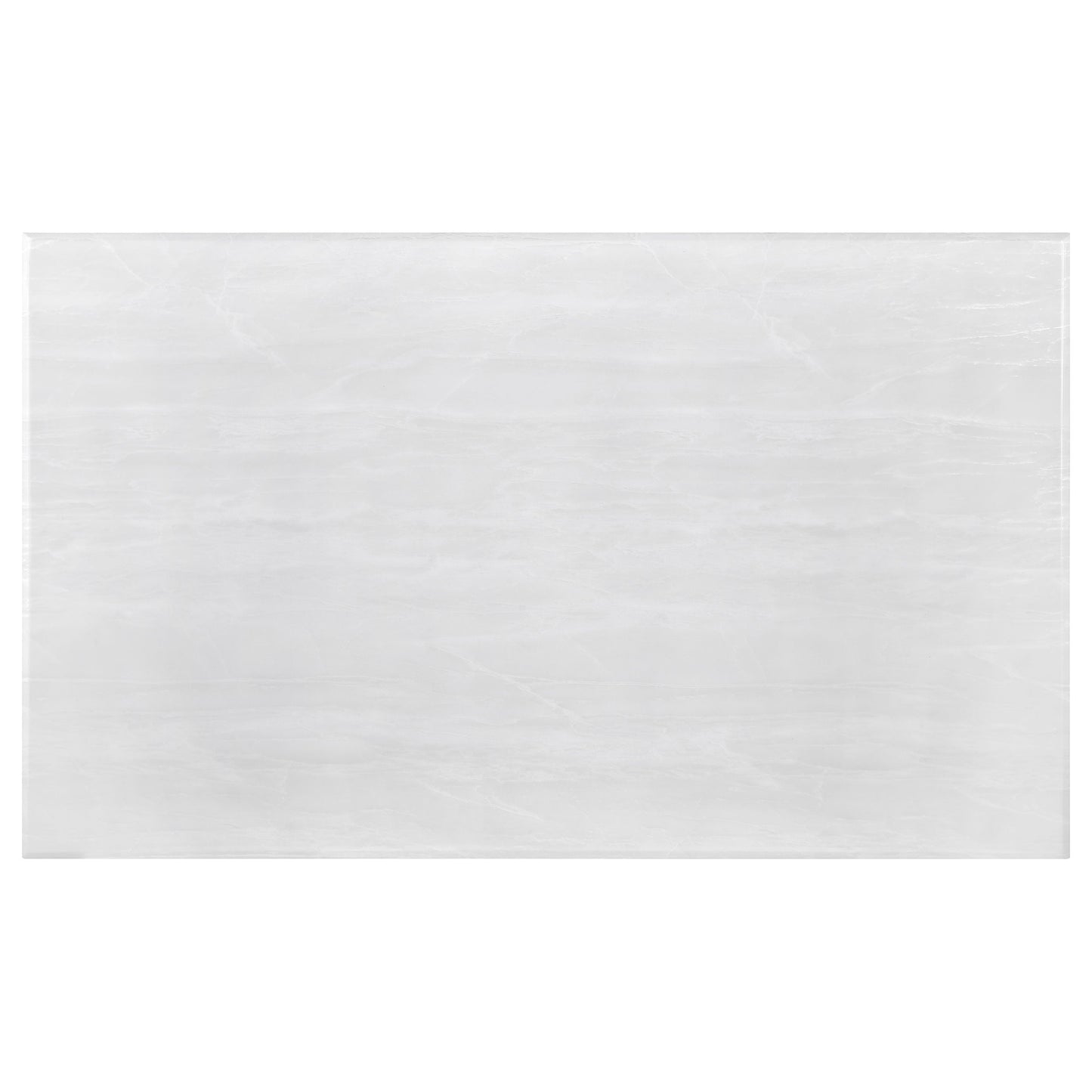 Mesa de centro rectangular con superficie de piedra Kerwin, blanca y cromada