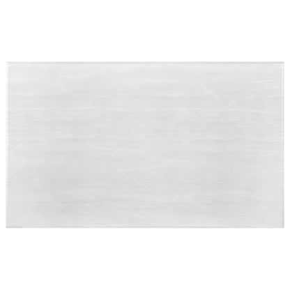 Mesa de centro rectangular con superficie de piedra Kerwin, blanca y cromada