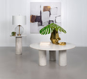 Mesa auxiliar redonda Astoria de mármol auténtico, color blanco