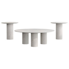 Juego de mesa de centro y auxiliar de mármol Astoria blanco