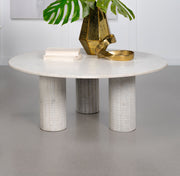Mesa de centro redonda Astoria de mármol auténtico blanco