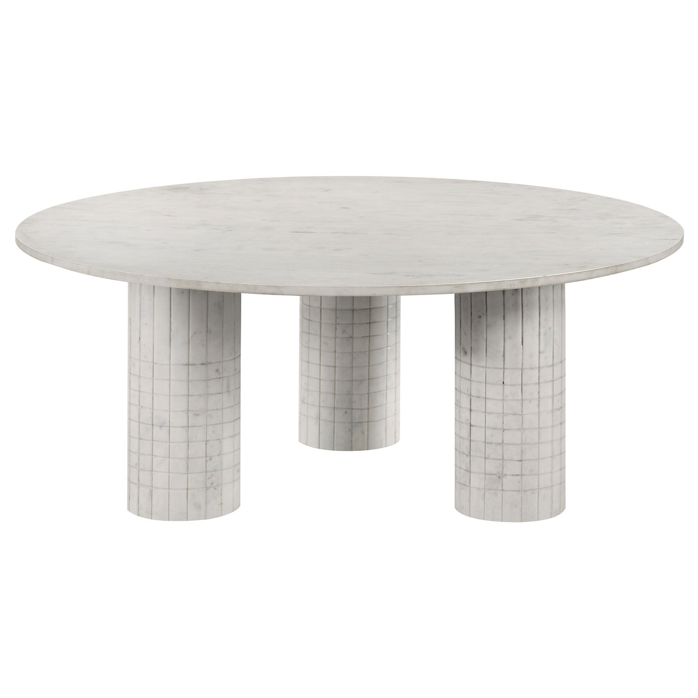 Mesa de centro redonda Astoria de mármol auténtico blanco