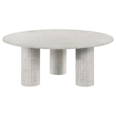 Mesa de centro redonda Astoria de mármol auténtico blanco