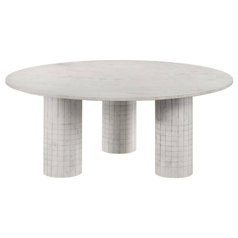 Mesa de centro redonda Astoria de mármol auténtico blanco