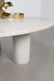 Mesa de centro redonda Astoria de mármol auténtico blanco