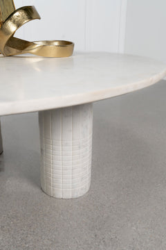 Mesa de centro redonda Astoria de mármol auténtico blanco