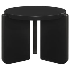 Mesa auxiliar redonda de madera maciza Cordova negra