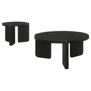 Juego de mesa de centro y auxiliar de madera maciza Cordova, color negro