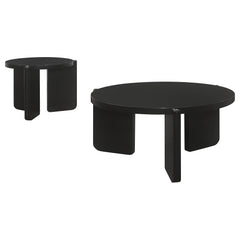 Juego de mesa de centro y auxiliar de madera maciza Cordova, color negro