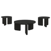 Juego de mesa de centro y auxiliar de madera maciza Cordova, color negro