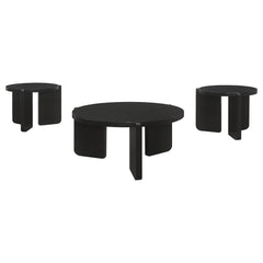 Juego de mesa de centro y auxiliar de madera maciza Cordova, color negro