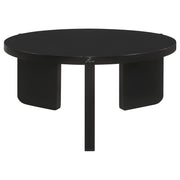 Mesa de centro redonda de madera maciza Cordova negra