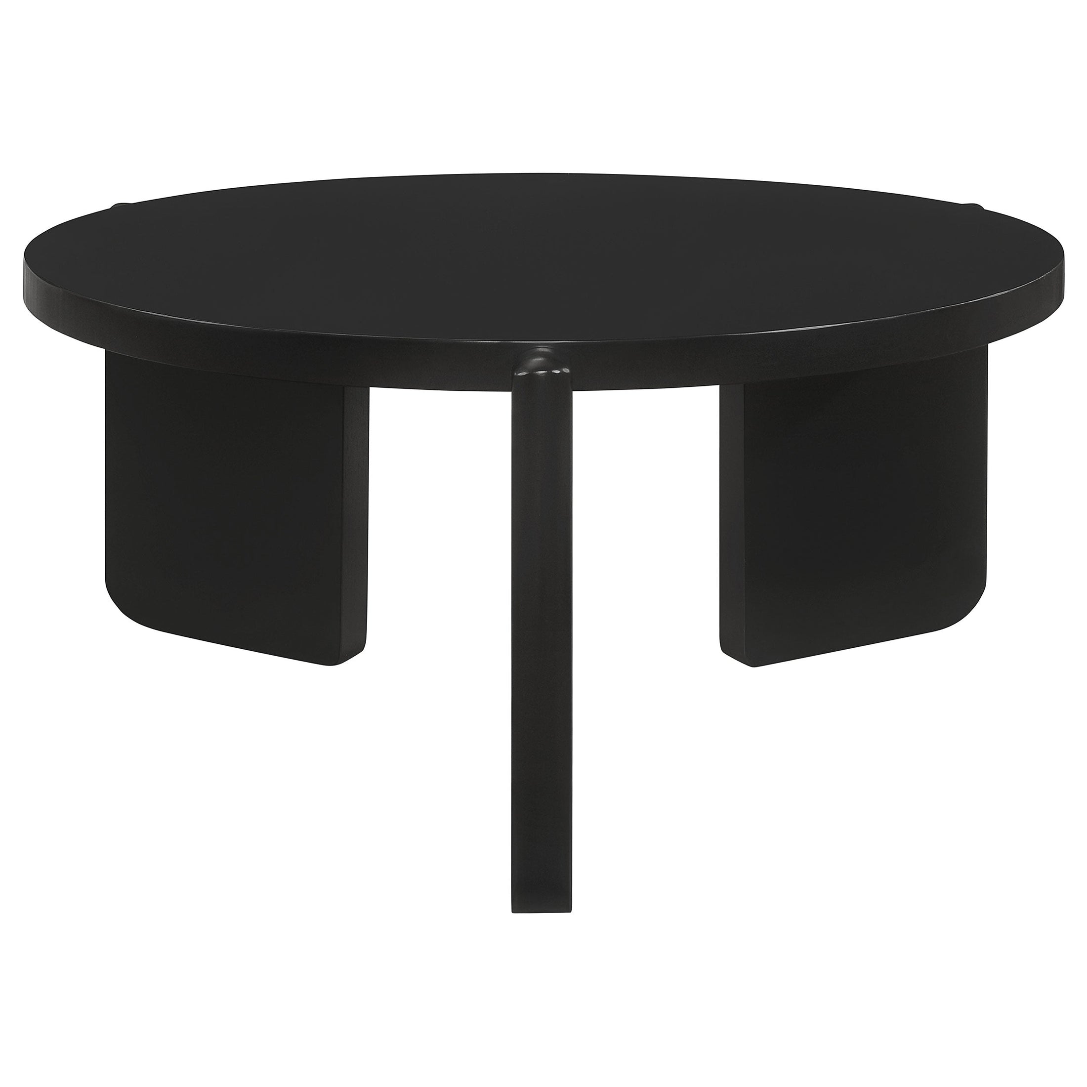Mesa de centro redonda de madera maciza Cordova negra