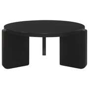 Mesa de centro redonda de madera maciza Cordova negra