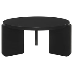 Mesa de centro redonda de madera maciza Cordova negra