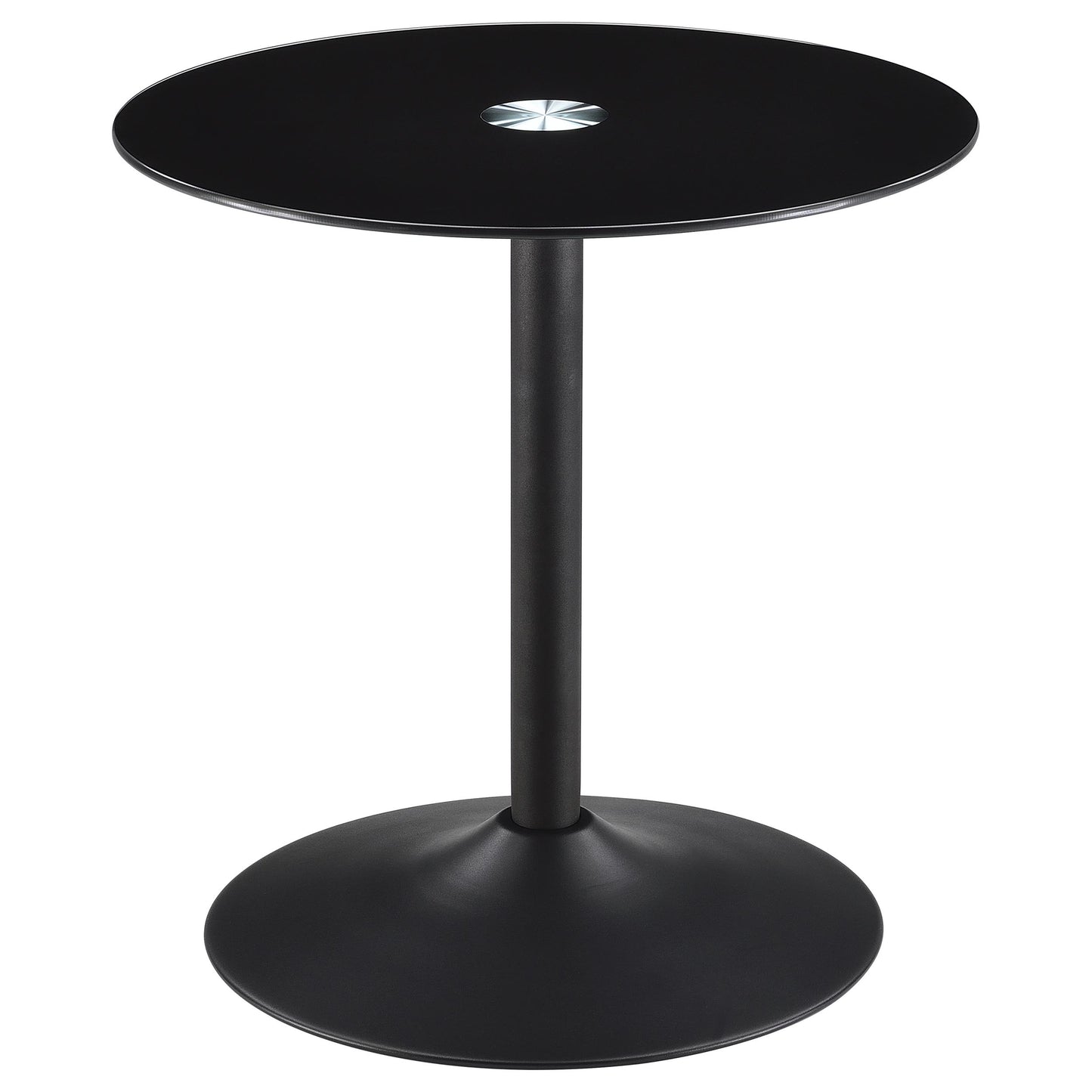 Ganso Round Glass Top Coffee and End Table Set Black