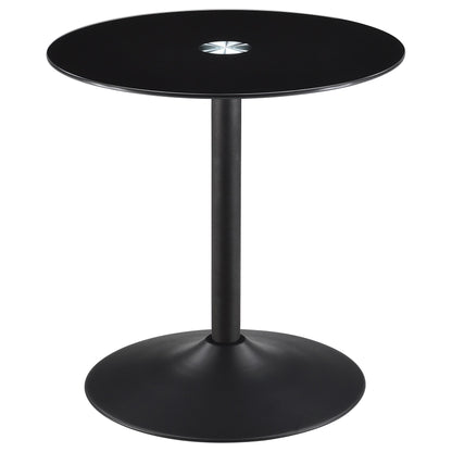 Ganso Round Glass Top Coffee and End Table Set Black