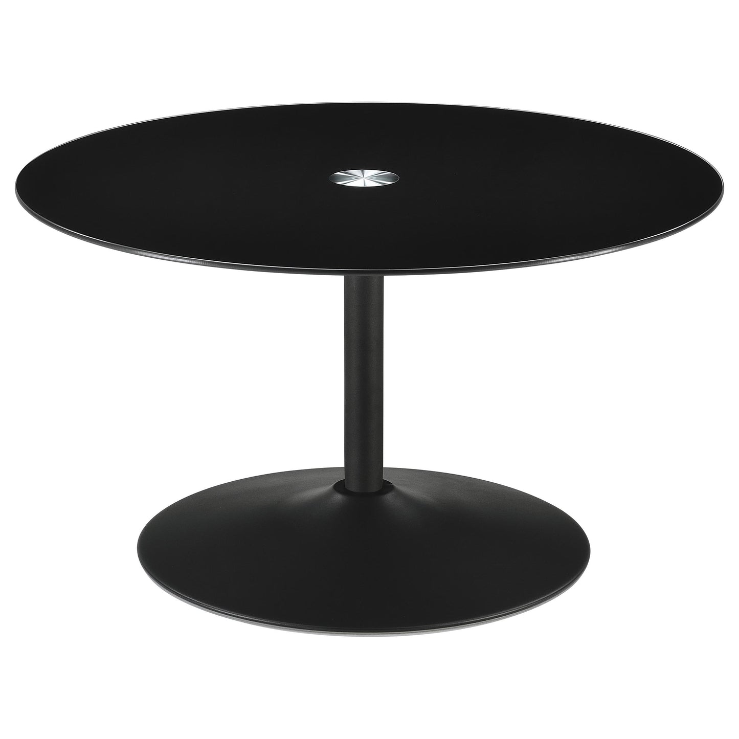 Ganso Round Glass Top Coffee and End Table Set Black