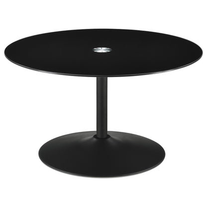 Ganso Round Glass Top Coffee and End Table Set Black