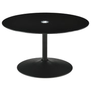 Mesa de centro redonda de metal Ganso con tablero de vidrio templado negro