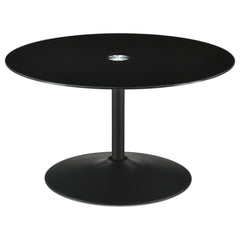 Mesa de centro redonda de metal Ganso con tablero de vidrio templado negro