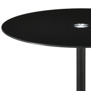 Mesa de centro redonda de metal Ganso con tablero de vidrio templado negro