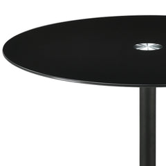 Mesa de centro redonda de metal Ganso con tablero de vidrio templado negro