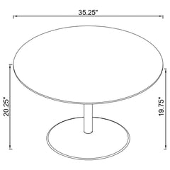 Mesa de centro redonda de metal Ganso con tablero de vidrio templado negro