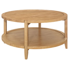Mesa de centro redonda de madera maciza Camillo color arce marrón