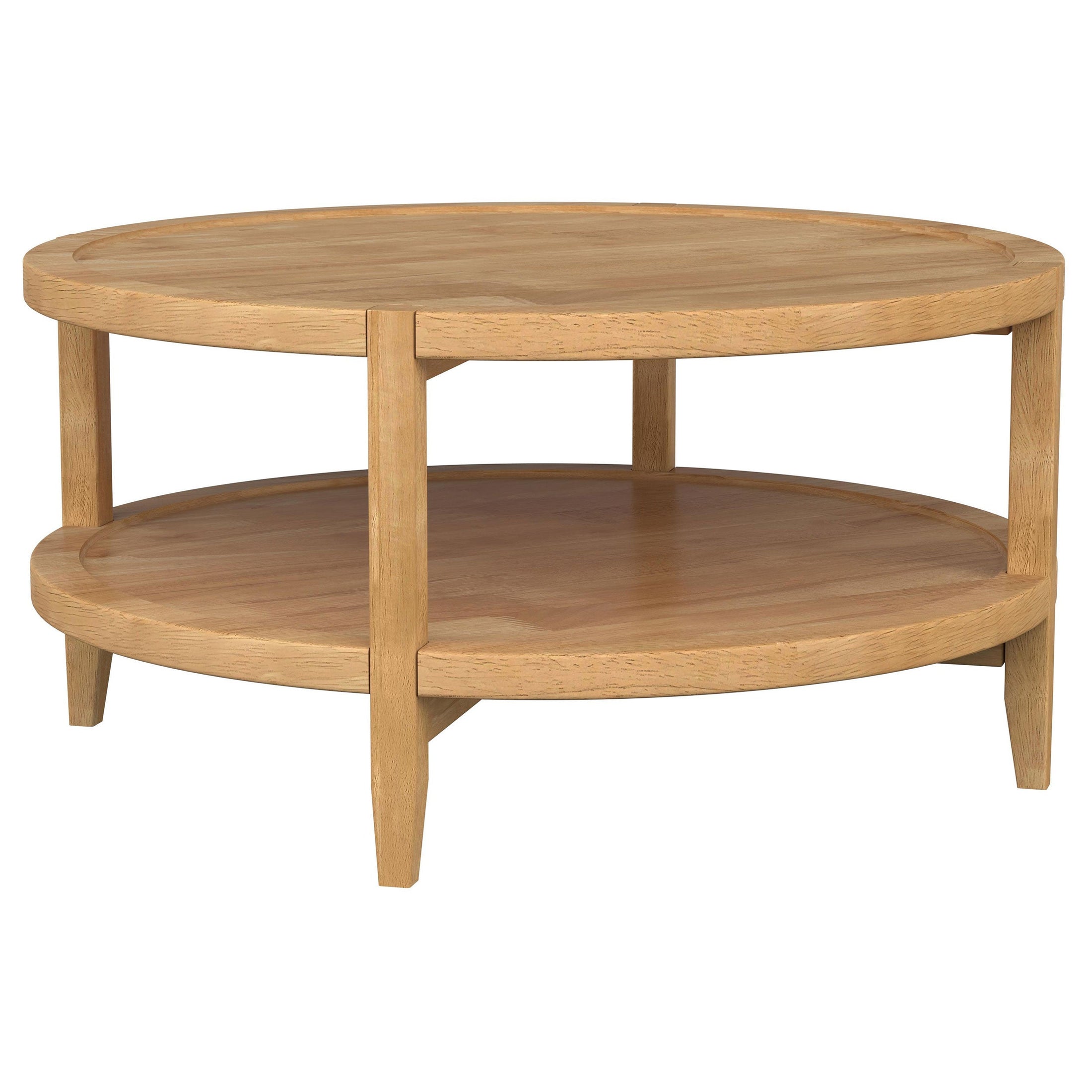 Mesa de centro redonda de madera maciza Camillo color arce marrón