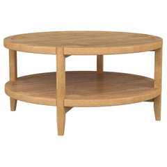 Mesa de centro redonda de madera maciza Camillo color arce marrón