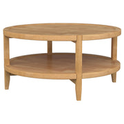 Mesa de centro redonda de madera maciza Camillo color arce marrón