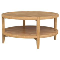 Mesa de centro redonda de madera maciza Camillo color arce marrón