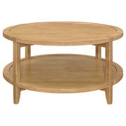 Mesa de centro redonda de madera maciza Camillo color arce marrón