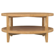 Mesa de centro redonda de madera maciza Camillo color arce marrón
