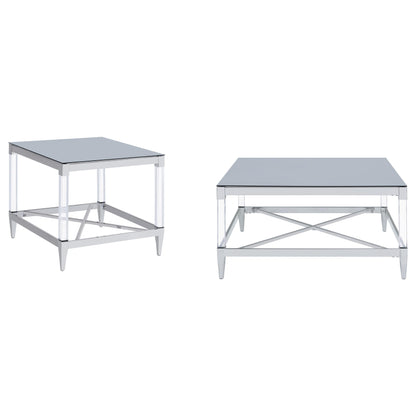 Lindley Square Coffee and End Table Set Chrome