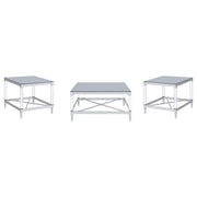 Lindley Square Coffee and End Table Set Chrome
