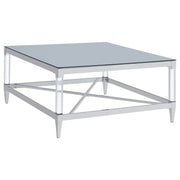 Mesa de centro cuadrada Lindley de acrílico templado con espejo cromado